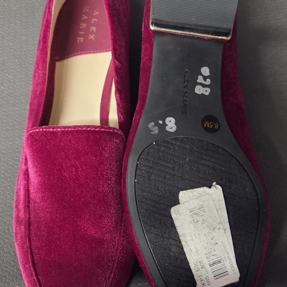 Alex Marie Velvet Loafers in Rich Pink - Picture 4 of 5